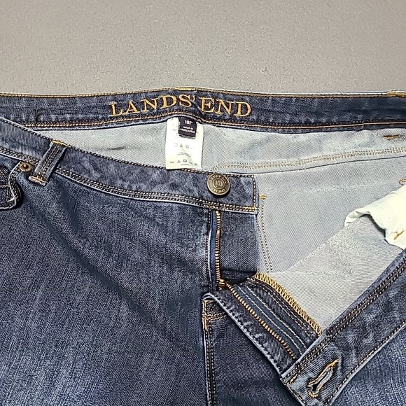 Lands End Womens 18P Blue Wash Denim Jeans Straight Leg Pants - Picture 5 of 11